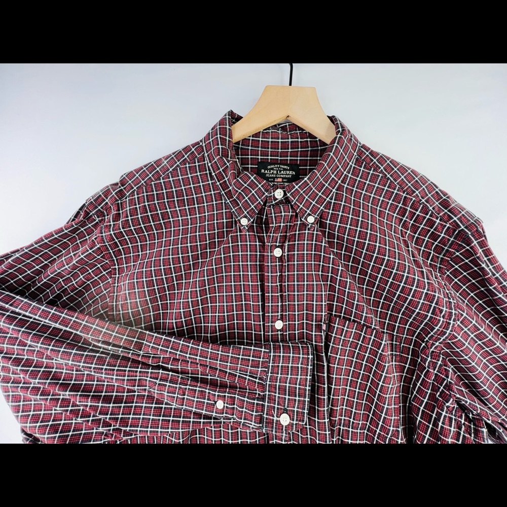 RALPH LAUREN JEANS COMPANY SZ XL CASUAL COTTON PLAID BUTTON DOWN SHIRT